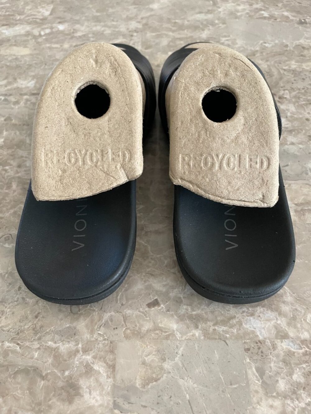 Vionic Leather Slides / Sandals, size: 8, color: black - Picture 4 of 8